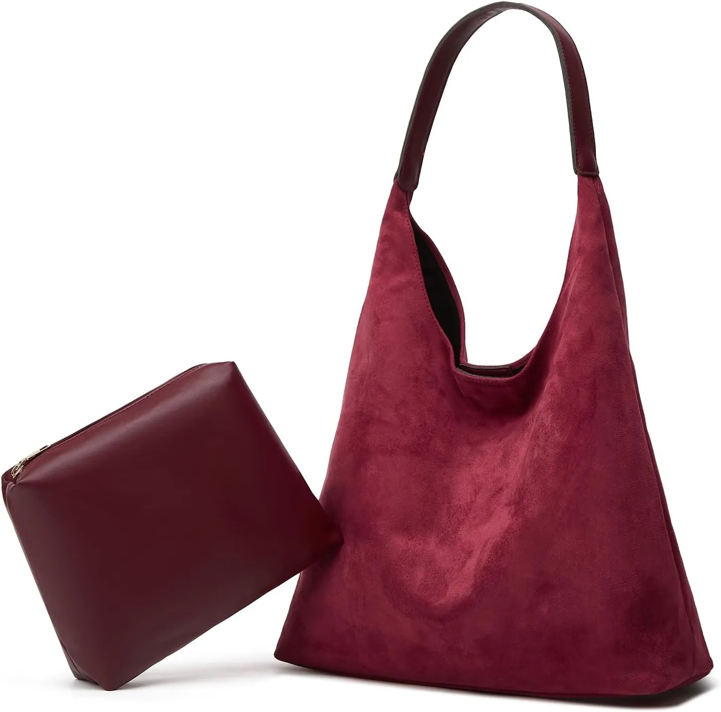 2 Pcs Slouchy Hobo Bags Women Suede Crescent Satchels Shoulder Bag Crossbody Purse Top-handle College Tote Handbag 2024