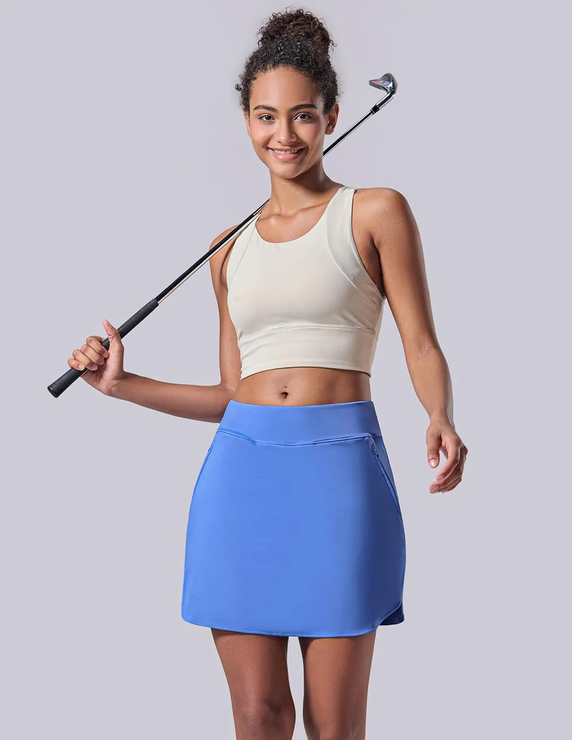 3 Pack Women's Athletic Skirts with Shorts Underneath, Tennis Golf Skorts Tummy Control Pockets for Workout Gym
