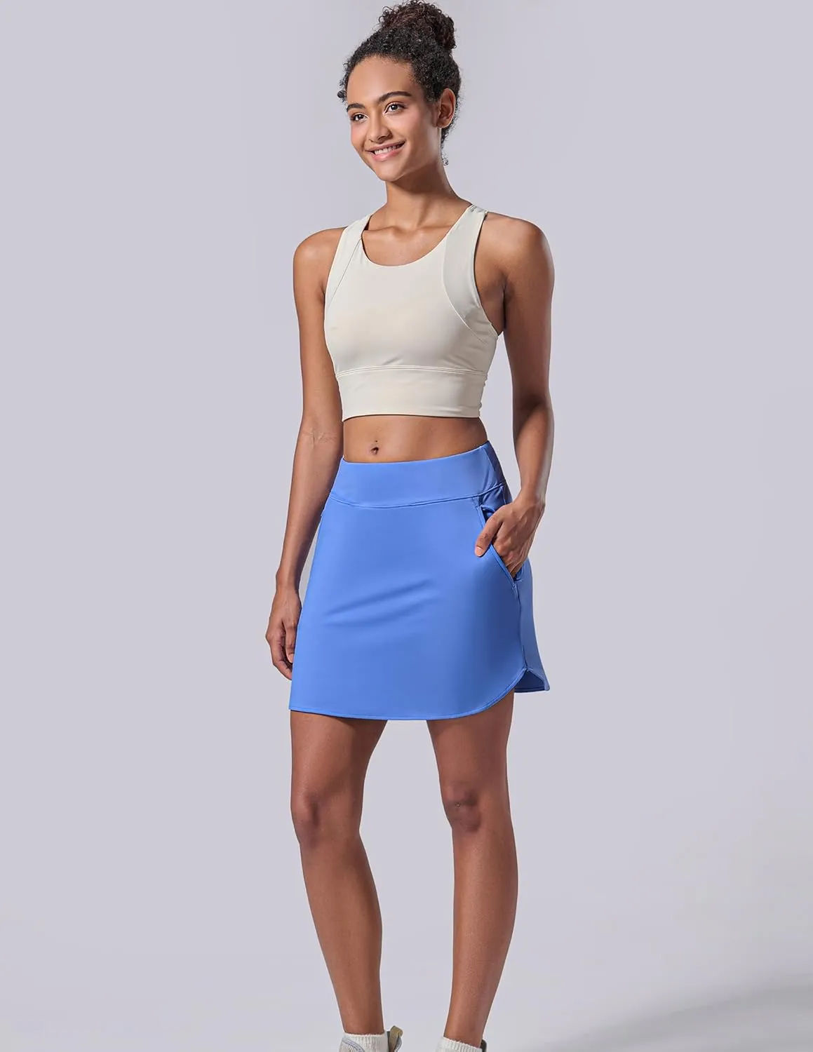 3 Pack Women's Athletic Skirts with Shorts Underneath, Tennis Golf Skorts Tummy Control Pockets for Workout Gym