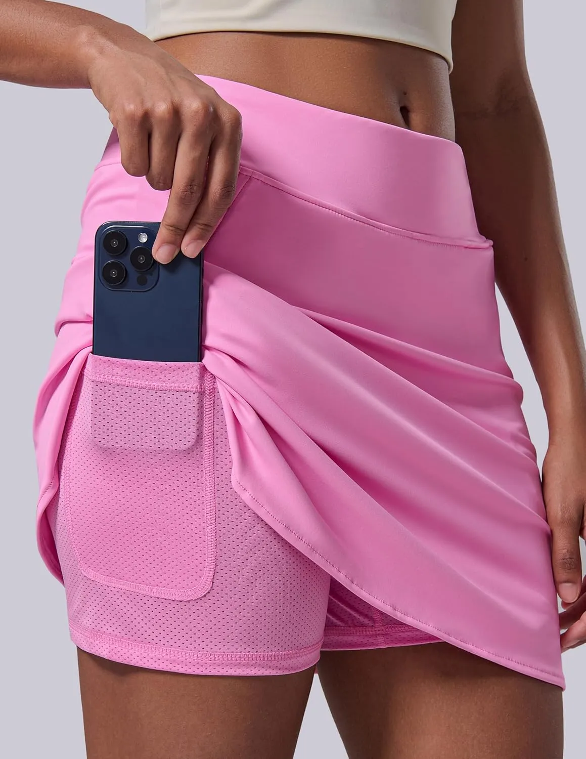 3 Pack Women's Athletic Skirts with Shorts Underneath, Tennis Golf Skorts Tummy Control Pockets for Workout Gym
