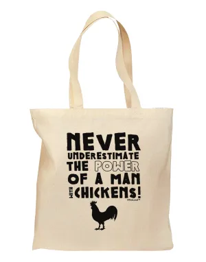 A Man With Chickens Grocery Tote Bag by TooLoud