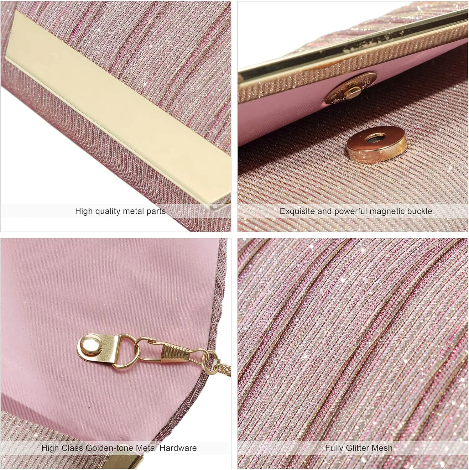 AO ALI VICTORY Glitter Clutch Purses for Women Evening Bags Clutches Flap Envelope Handbags Large Wedding Party Prom Purse