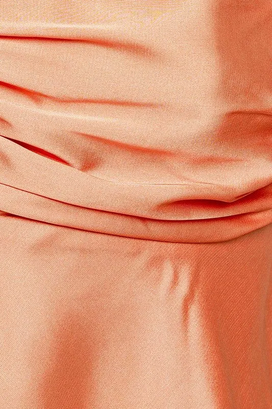 Apricot Spaghetti Strap Hook&Eye Detail Satin Top