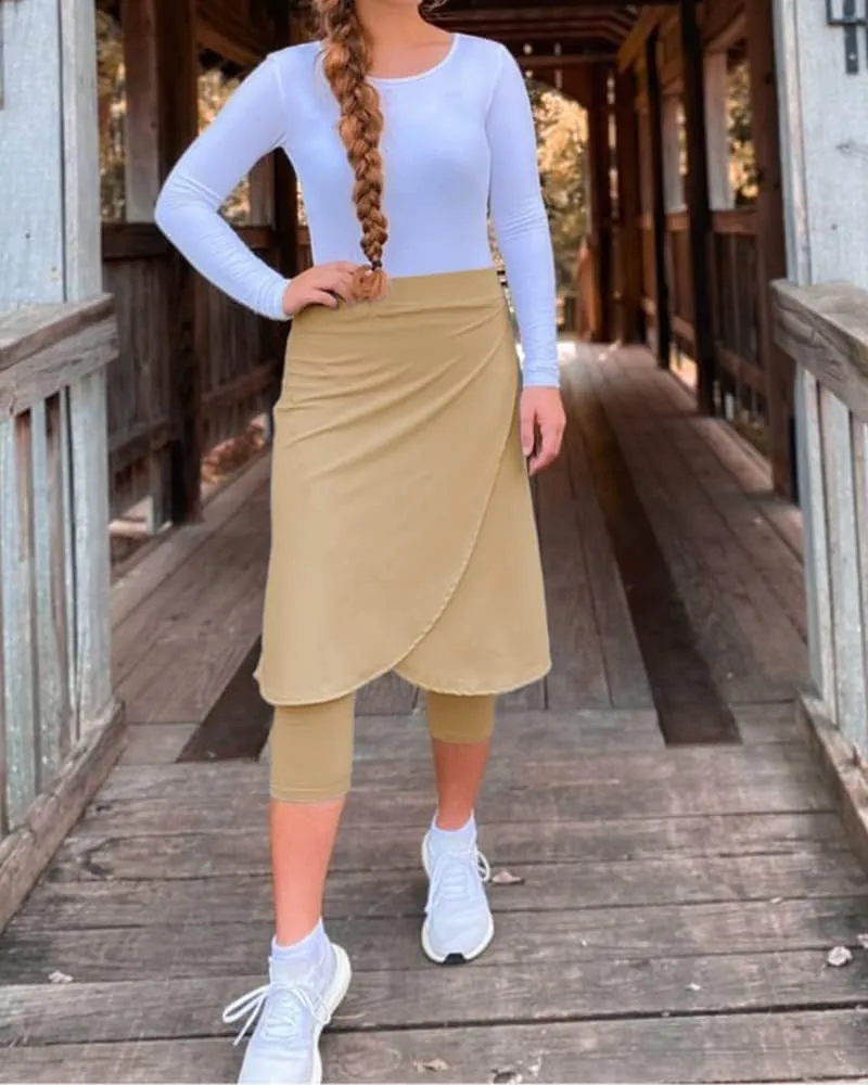 Aurgelmir Knee Length Womens Golf Tennis Skirts with Capri Legging Athletic Running Outdoor Workout Skorts with Pocket