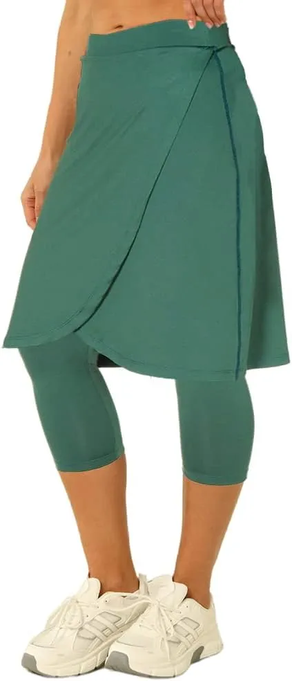 Aurgelmir Knee Length Womens Golf Tennis Skirts with Capri Legging Athletic Running Outdoor Workout Skorts with Pocket