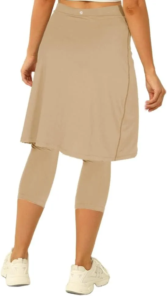 Aurgelmir Knee Length Womens Golf Tennis Skirts with Capri Legging Athletic Running Outdoor Workout Skorts with Pocket