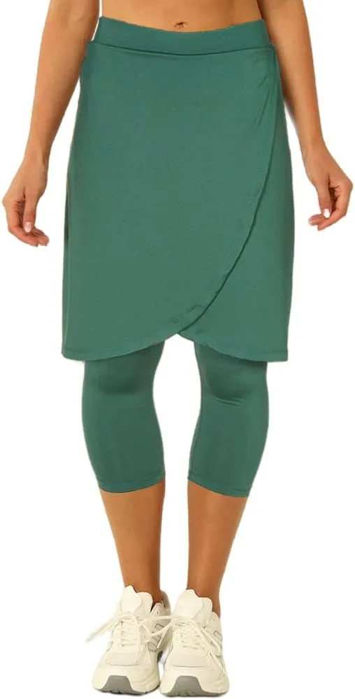 Aurgelmir Knee Length Womens Golf Tennis Skirts with Capri Legging Athletic Running Outdoor Workout Skorts with Pocket