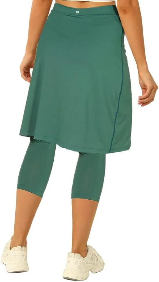 Aurgelmir Knee Length Womens Golf Tennis Skirts with Capri Legging Athletic Running Outdoor Workout Skorts with Pocket