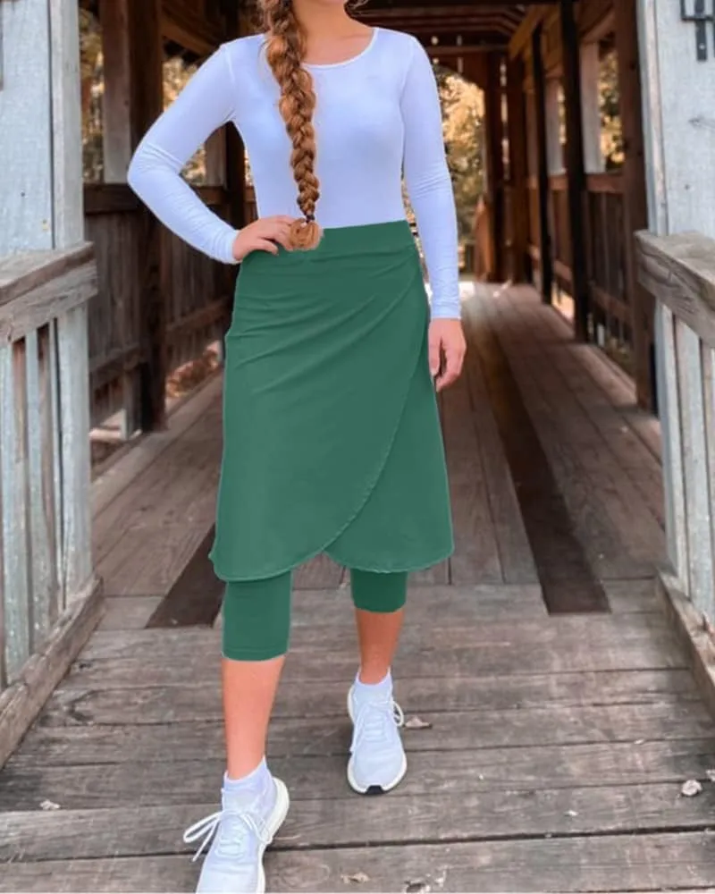Aurgelmir Knee Length Womens Golf Tennis Skirts with Capri Legging Athletic Running Outdoor Workout Skorts with Pocket