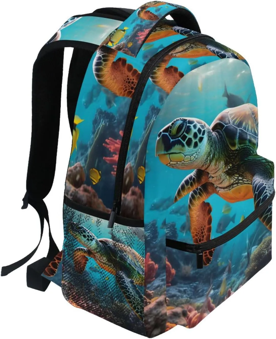 Backpack Sea Turtle Fish Light Daypack Shoulder Bag Book Bag Lightweight Back Pack with Reflective Strip Travel Laptop Daypack 12 16.9 In