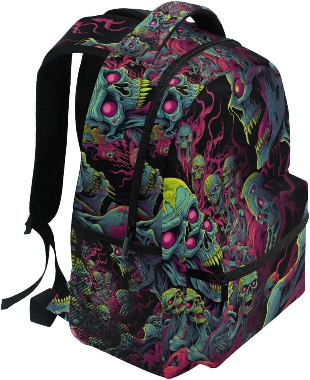 Backpack Zombie Skull Daypack Shoulder Bag Book Bag Lightweight Back Pack with Reflective Strip Travel Laptop Daypack 12 16.9 In