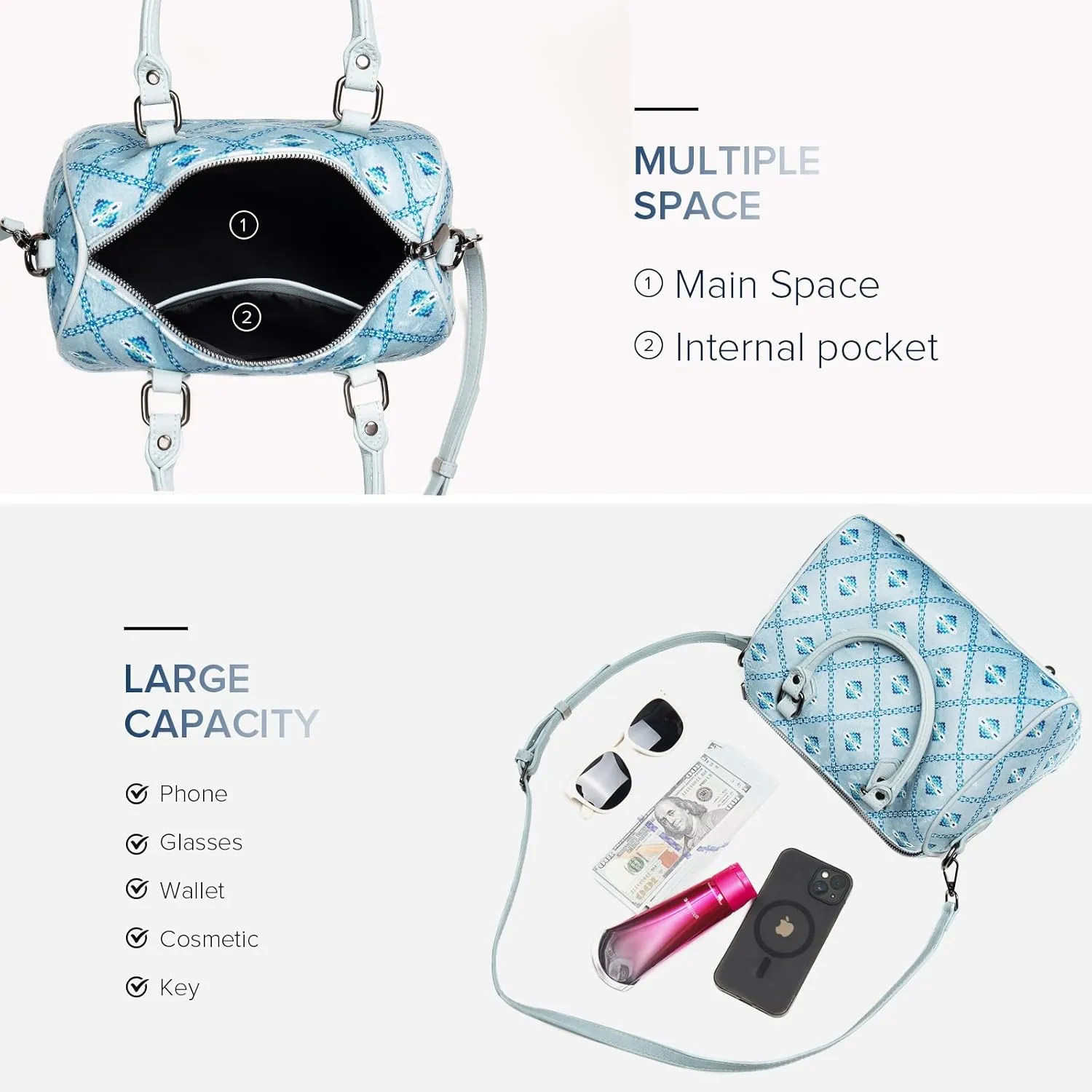 Barrel Purse, Handbags, Crossbody Shoulder Bags, Top Handle Satchel For Women, With Adjustable Strap