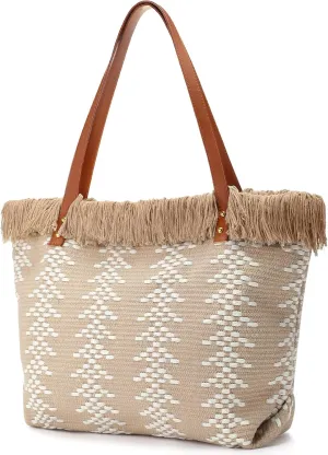 Beach Bags for Women - Summer Tote Bag Shoulder Handbags, Large Beach Bag for Women for Holiday, Beige