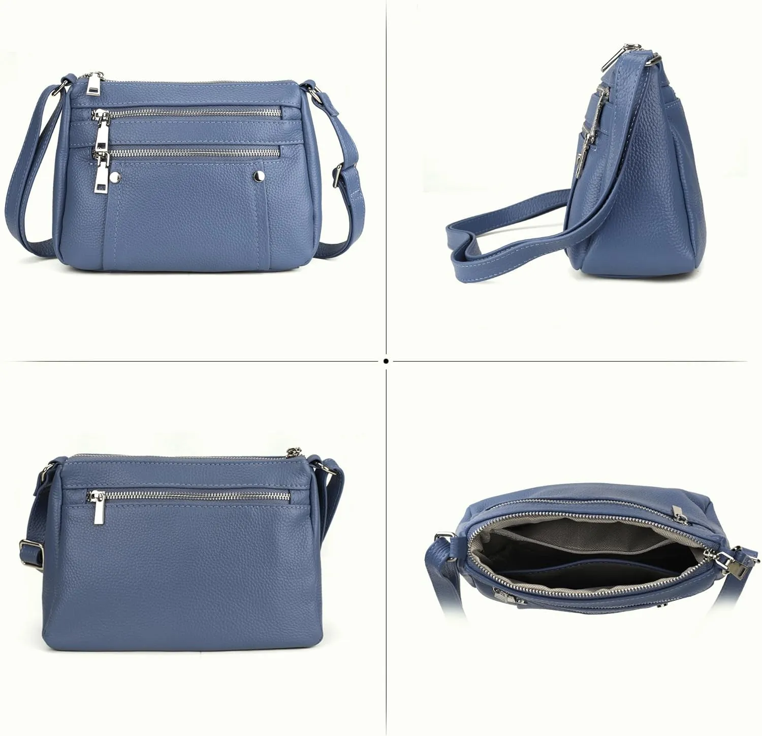 befen Genuine Leather Small Crossbody Bags Purses for Women Pocketbooks Shoulder Bag Satchel Purse with Multi Zipper Pockets