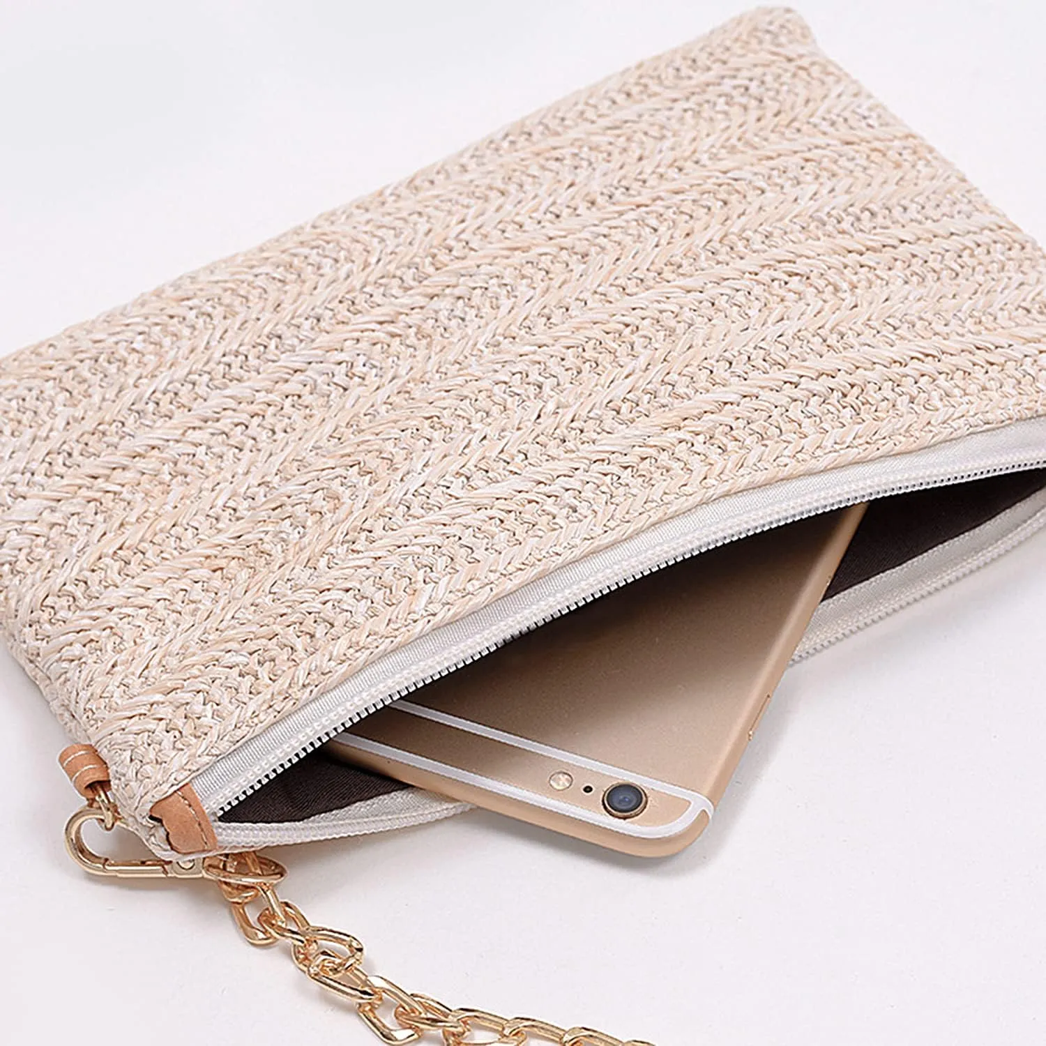 Beurlike Straw Clutch Purses for Women Beach Wristlet Wallet Small Cross body bag for Girls