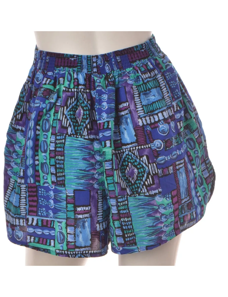 Beyond Retro Label Summer Shorts Blue With An Elasticized Waist