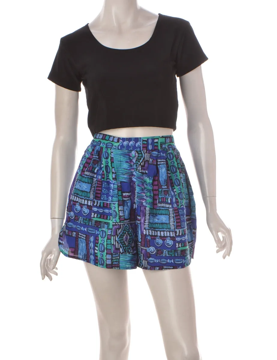 Beyond Retro Label Summer Shorts Blue With An Elasticized Waist