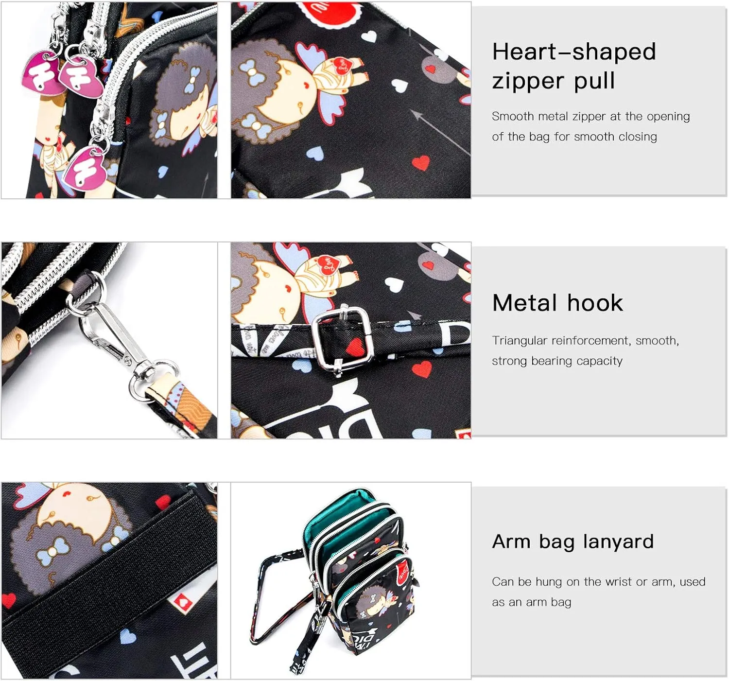 BIAOTIE Lightweight Small Crossbody bags Cell Phone Purses Travel Pouch Shoulder Bag for Women