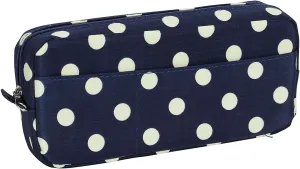BLU MONACO Cute Makeup Brush Pouch - Blue with Cream Polka Dots - Small Cosmetic Brush Organizer and Travel Pouch for Women - Elegant Toiletry Bag for Purse