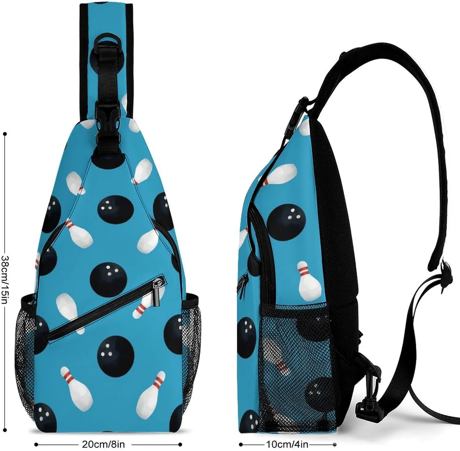 Bowling Balls Sling Backpack Men Women Crossbody Backpack Chest Bag Cycling Daypack Hiking Bag Casual Daypacks Sports Backpacks