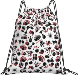 bowling Drawstring Backpack, Small Gym Bags for Men Women, String Backpack Sports Sackpack