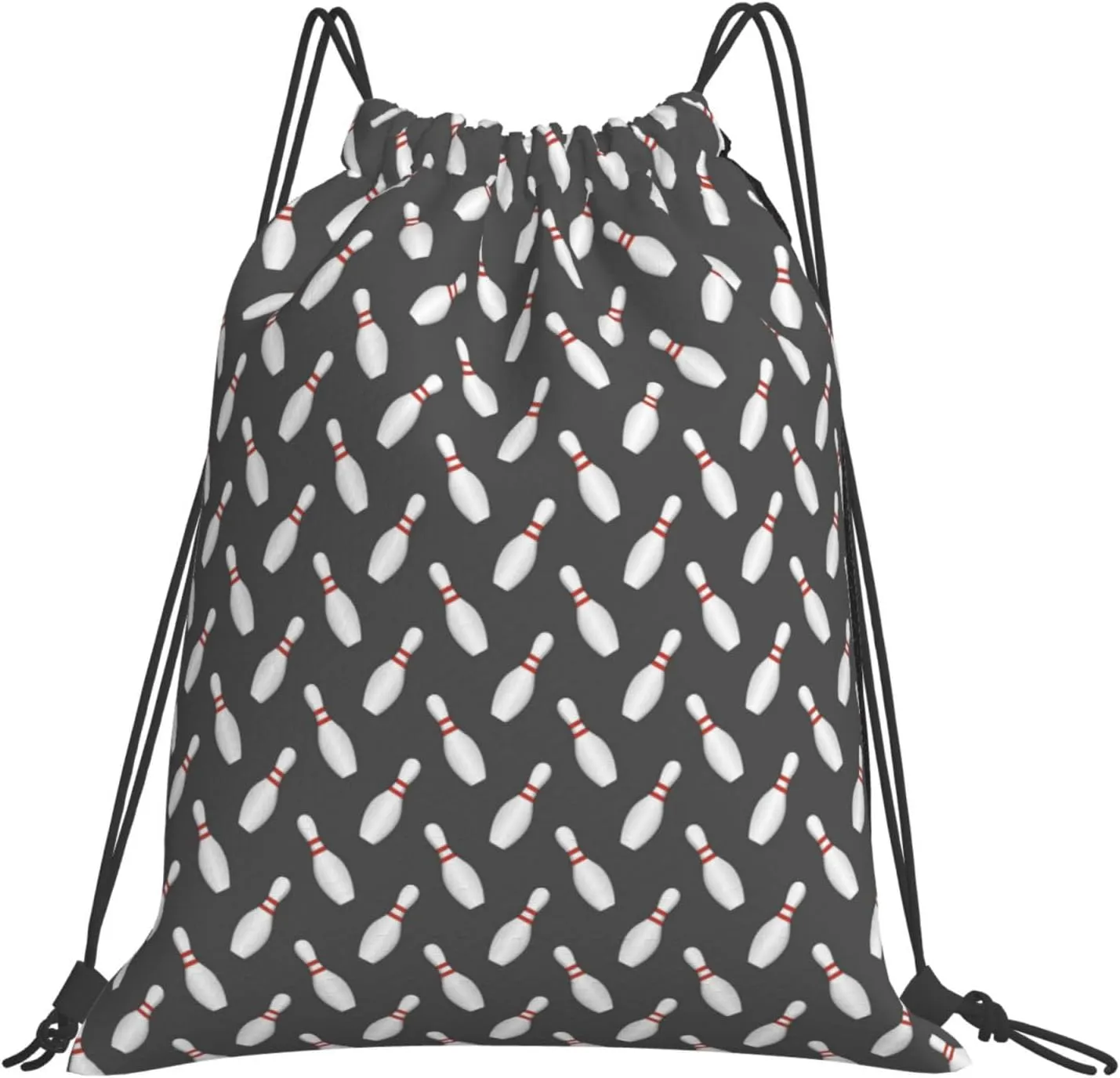 Bowling Pins Drawstring Backpack, Small Gym Bags for Men Women, String Backpack Sports Sackpack