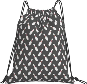 Bowling Pins Drawstring Backpack, Small Gym Bags for Men Women, String Backpack Sports Sackpack
