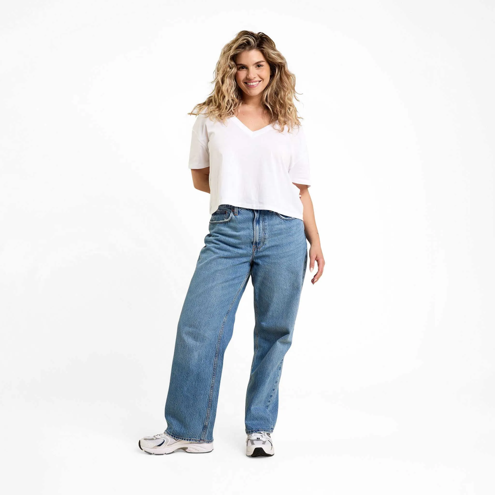 Boxy V-Neck Tee | White