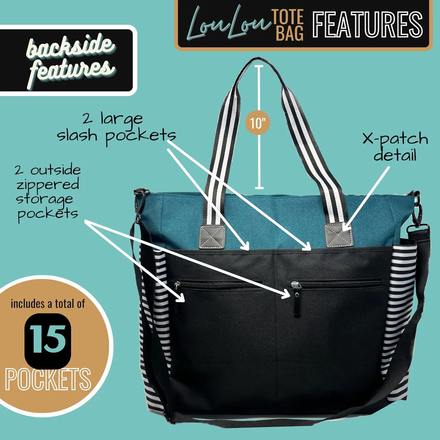 Brooke & Jess Designs Tote Bag for Grandma  Sturdy Canvas Grandma Tote w/Zipper & Inner Pocket Grandma Bag for Everyday Use