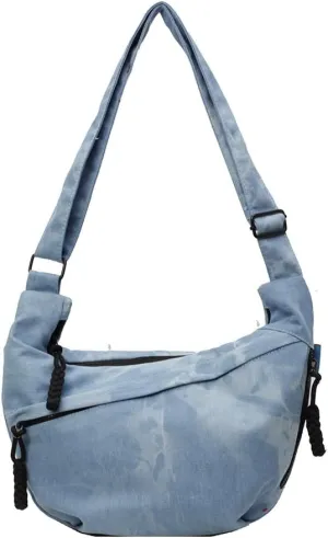 Canvas Crescent Crossbody Bag for Women Men Canvas Dumpling Bag Multi-pockets Crescent Lightweight Small Hobo Bag