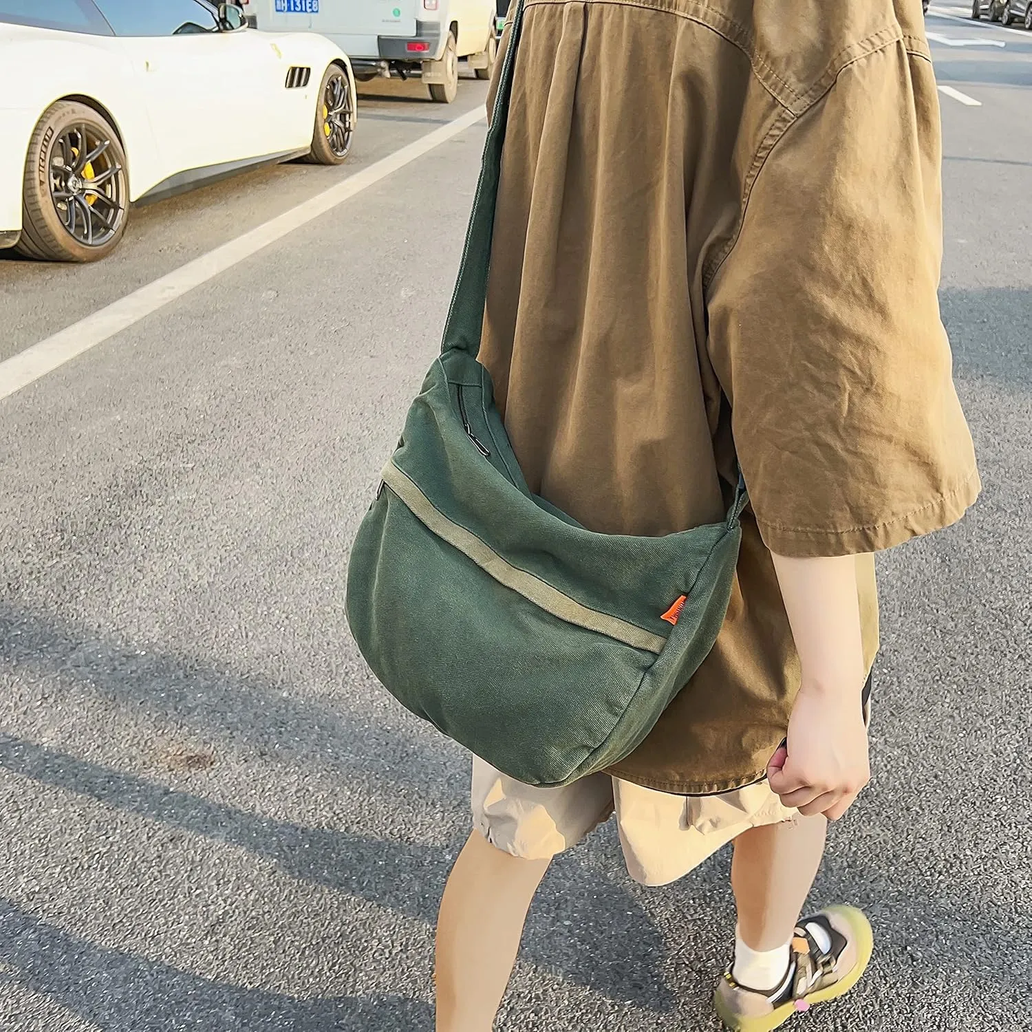 Canvas Crossbody Bags for Women and Men, Shoulder Hobo Purse Bag Tote Messenger Handbag for Work, Shopping and Travel