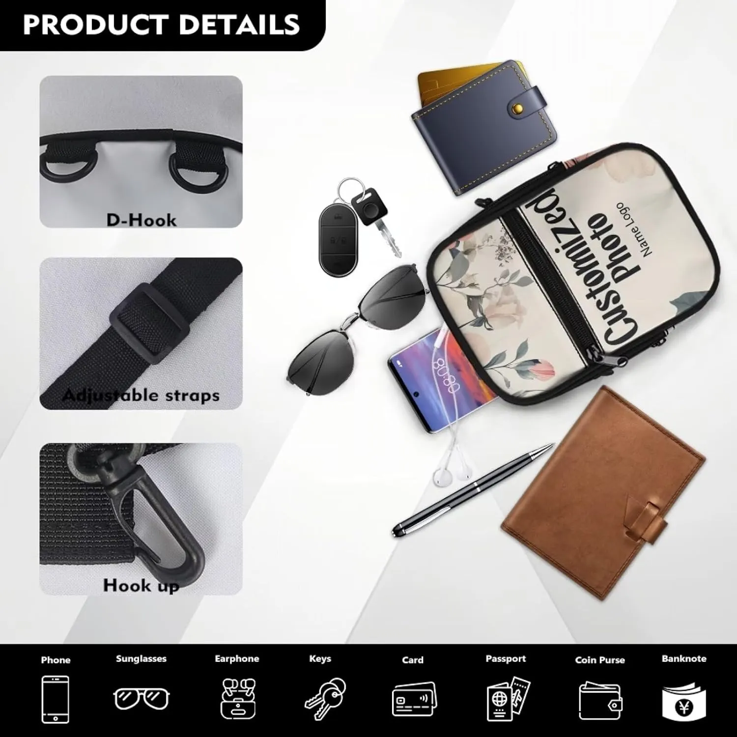 Canvas Crossbody Bags Multi Position Back Pack Waist Packs Cross Body Fanny Pack with Adjustable Strap Gifts