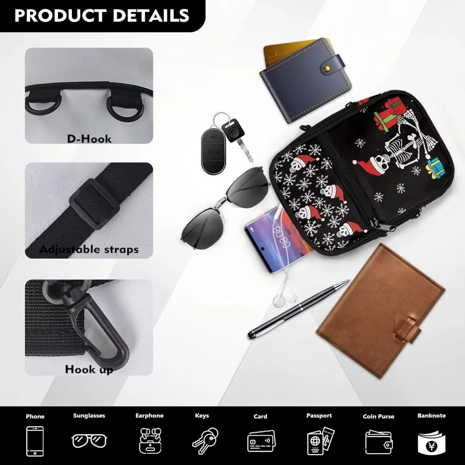 Canvas Crossbody Bags Multi Position Back Pack Waist Packs Cross Body Fanny Pack with Adjustable Strap Gifts