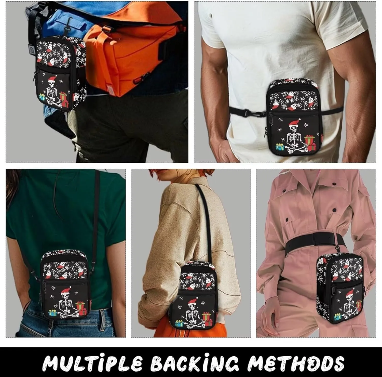 Canvas Crossbody Bags Multi Position Back Pack Waist Packs Cross Body Fanny Pack with Adjustable Strap Gifts