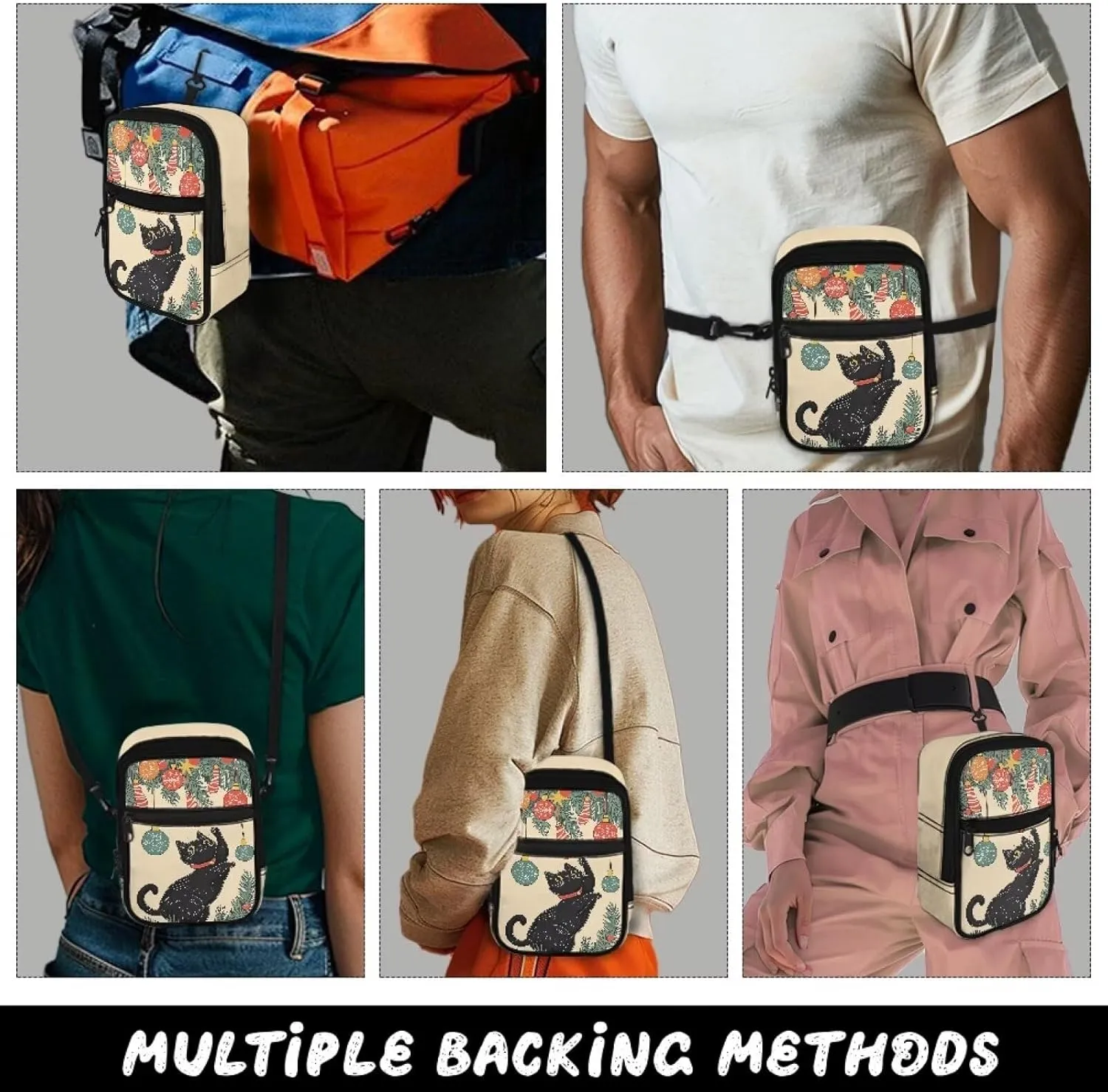Canvas Crossbody Bags Multi Position Back Pack Waist Packs Cross Body Fanny Pack with Adjustable Strap Gifts