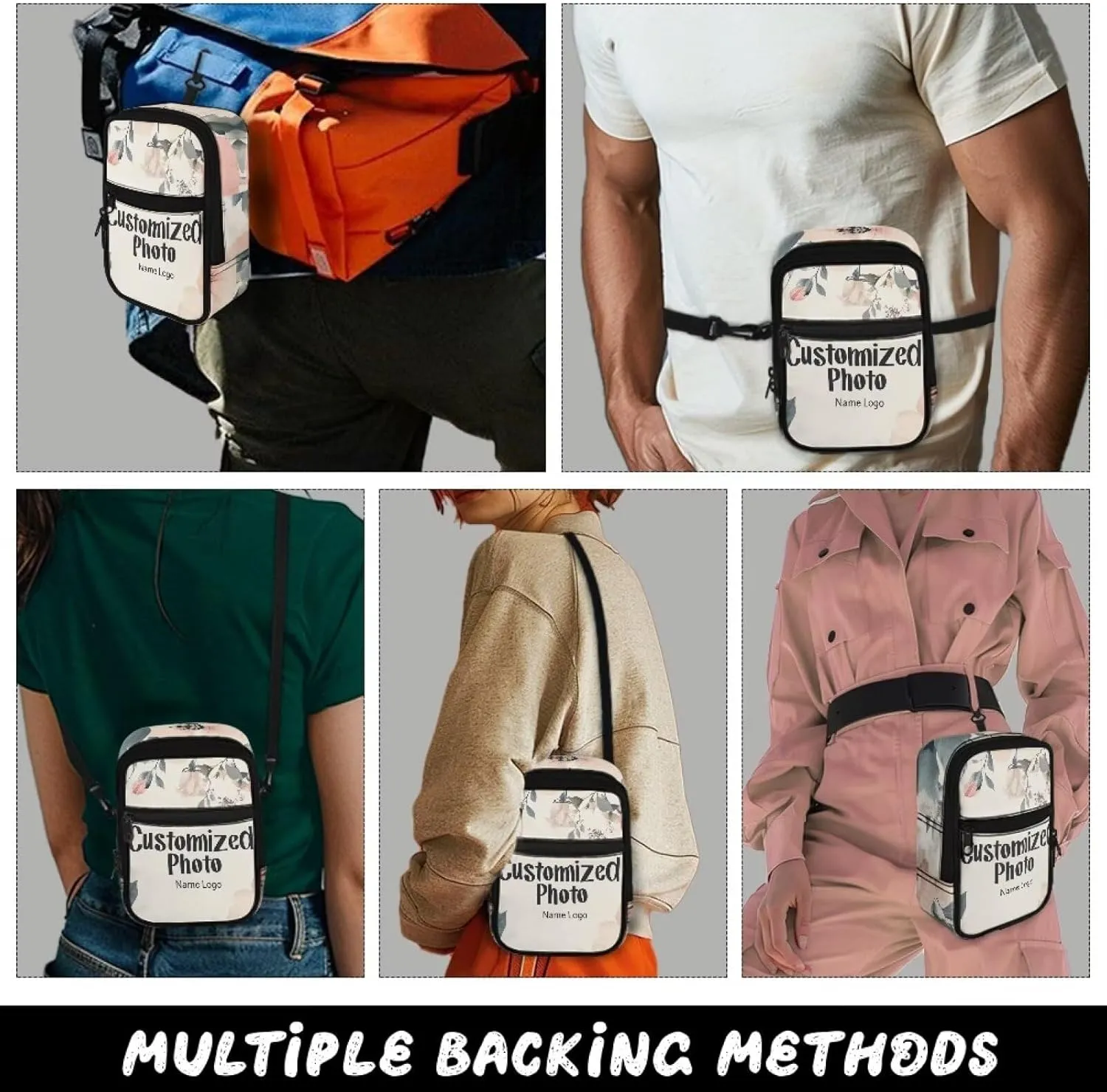 Canvas Crossbody Bags Multi Position Back Pack Waist Packs Cross Body Fanny Pack with Adjustable Strap Gifts