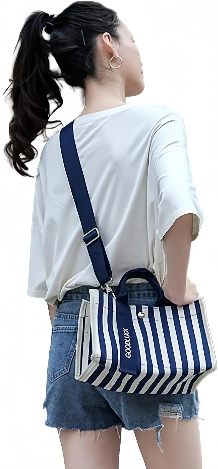 Canvas Crossbody Shoulder Bag for Women, Sling Tote with Handles & Removable Strap, Fanny Pack Travel Handbag