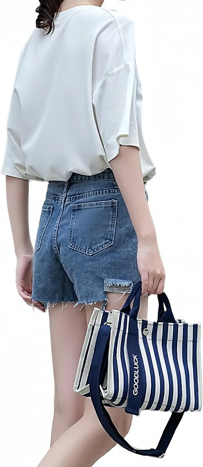 Canvas Crossbody Shoulder Bag for Women, Sling Tote with Handles & Removable Strap, Fanny Pack Travel Handbag