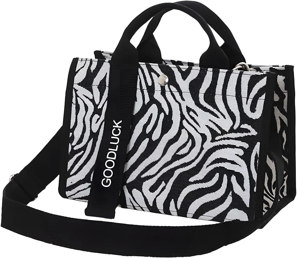Canvas Crossbody Shoulder Bag for Women, Sling Tote with Handles & Removable Strap, Fanny Pack Travel Handbag