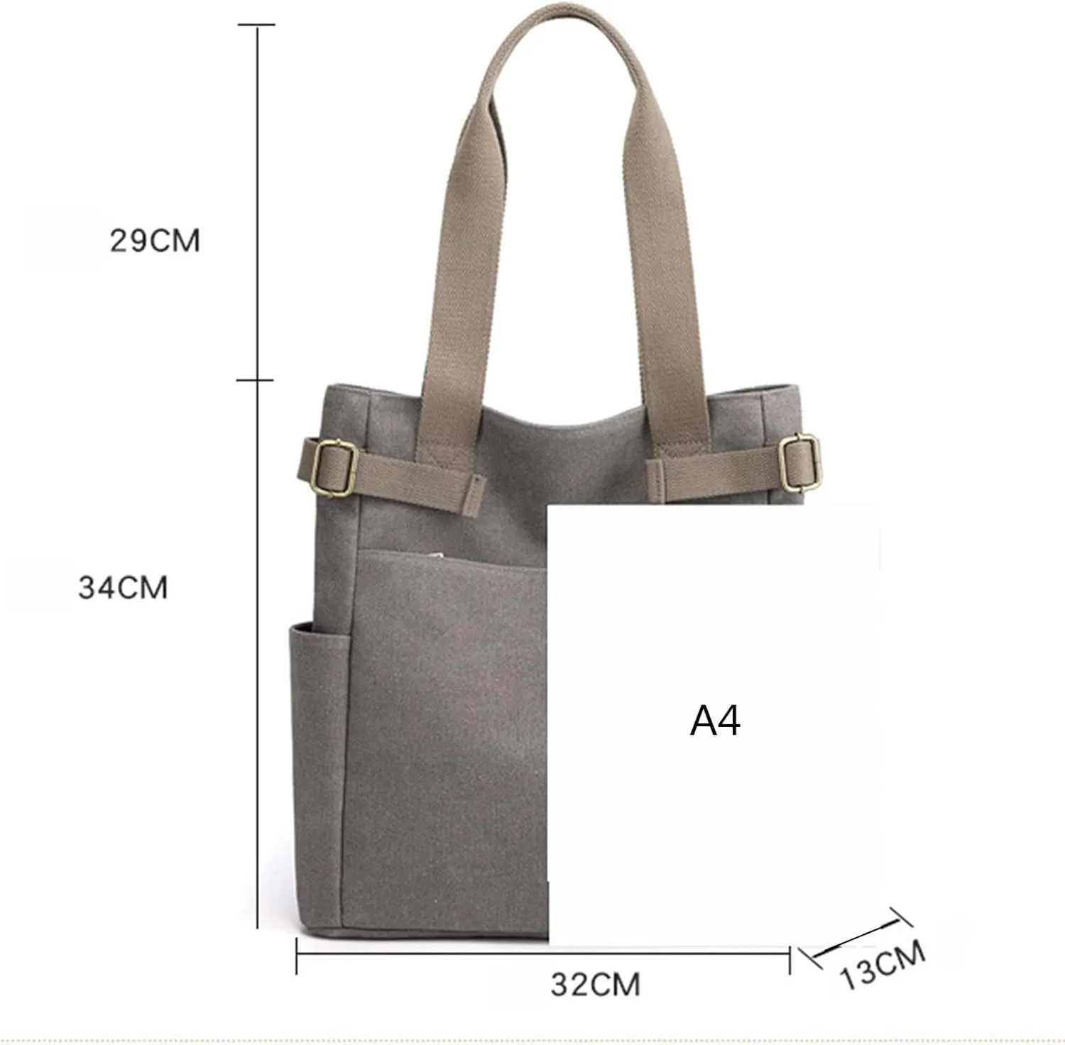 Canvas Tote Bag for Women With Pockets,Large Canvas Tote Bag With Zipper And Compartments Crossbody Work Tote Bag Fall Shoulder Bag Satchel Hobo Bag Messenger Bag For Everyday Shopping Travel (B)