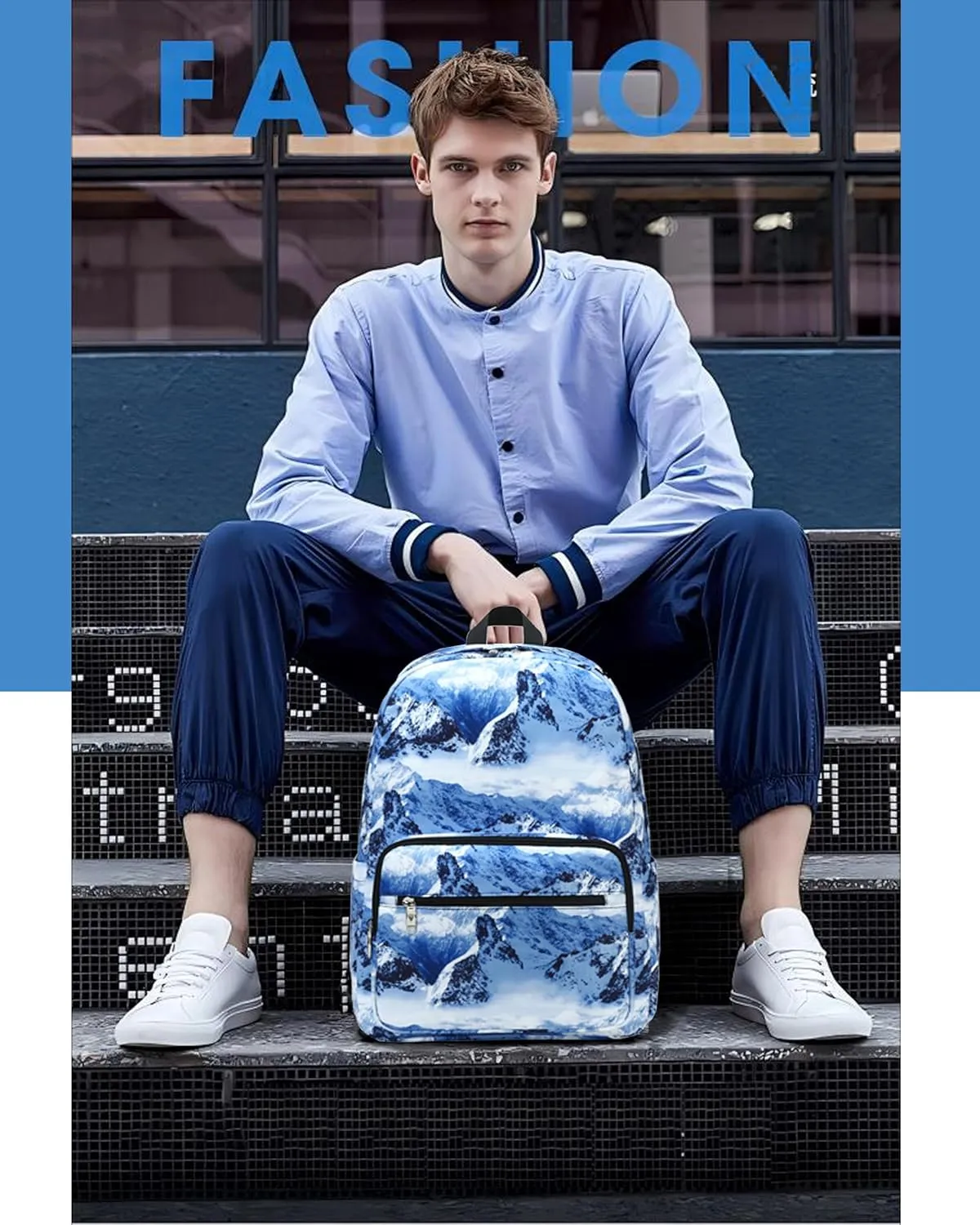 Caoroky knight 15.6 inch Laptop Backpack Women Men Waterproof Work Business Rucksack Anti Theft Travel Backpacks Causal Daypack Large School College Bookbag for Teens Girls Student-Blue