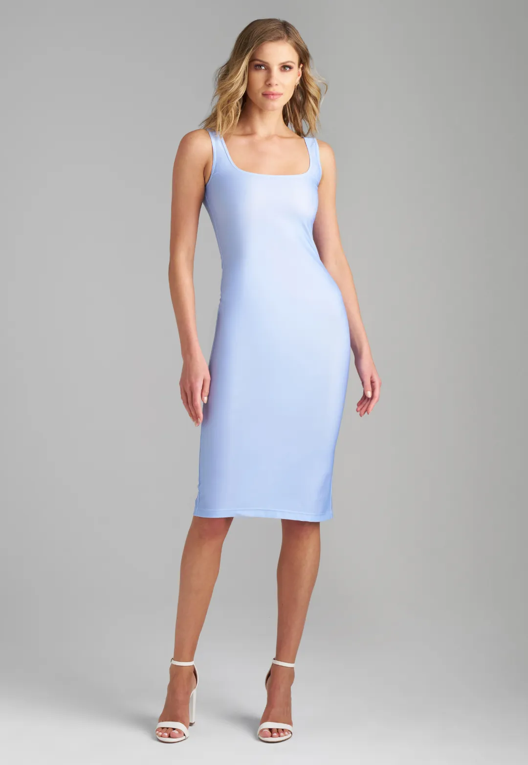 Caterina Short Stretch Knit Dress in Periwinkle