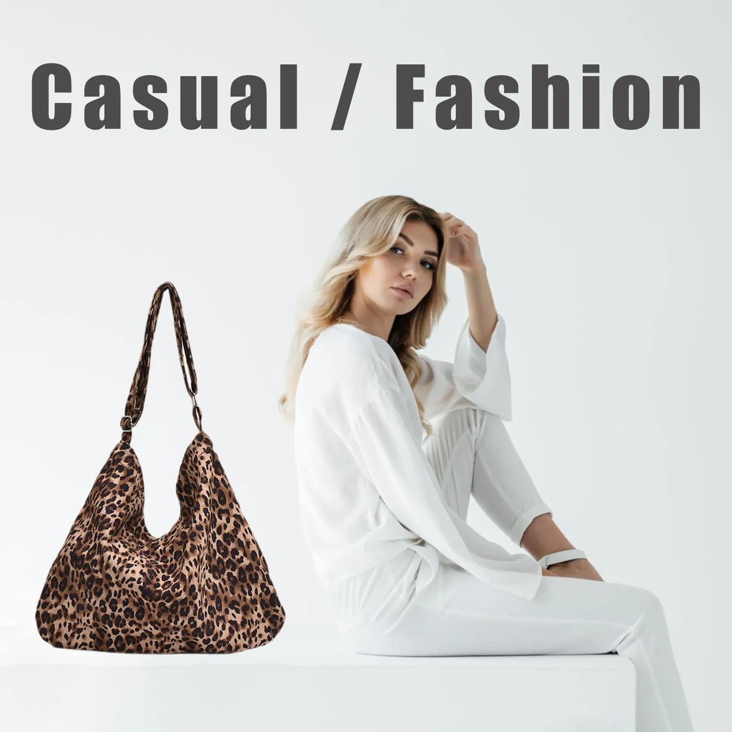 Cheetah Canvas Crossbody Bags for Women Leopard Print Tote Bag Large Capacity Hobo Bag Handbags with Adjustable Wide Strap