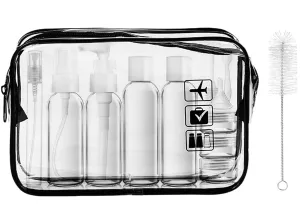 Clear Toiletry Bag, Travel Toiletry Bags with 13 Pcs Travel Bottles Accessory Set and 1 Flight Airport Security Liquid Bag(20cm x 20cm),TSA Approved Travel Essentials Accessories