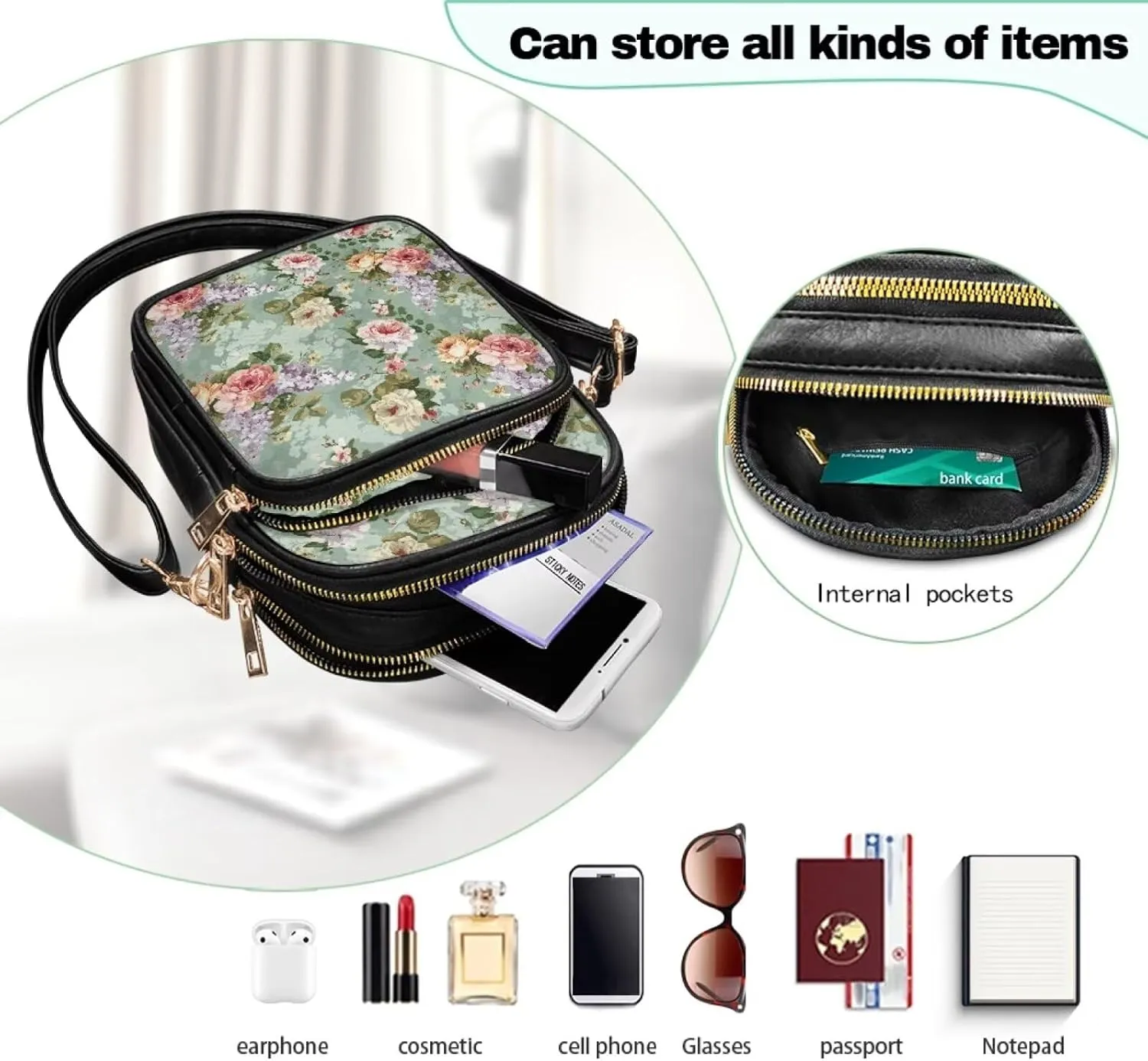 Coldinair Cross Body Purses Handbags Multi Pockets Cell Phone Purse for Women Ladies Small Crossbody Shoulder Bags