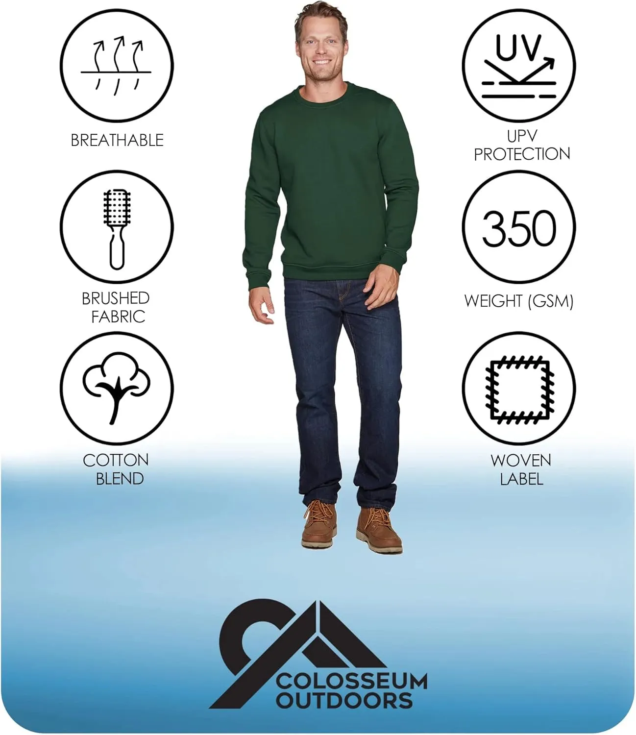 COLOSSEUM Outdoors Men's Brooks Super Heavyweight Workwear Crewneck Sweatshirt