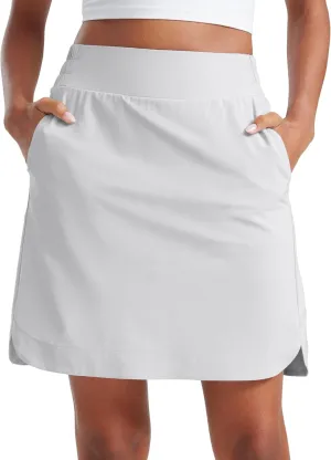 CRZ YOGA Golf Skirts for Women 18'' High Waisted A Line Athletic Casual Tennis Skort with Shorts Pockets