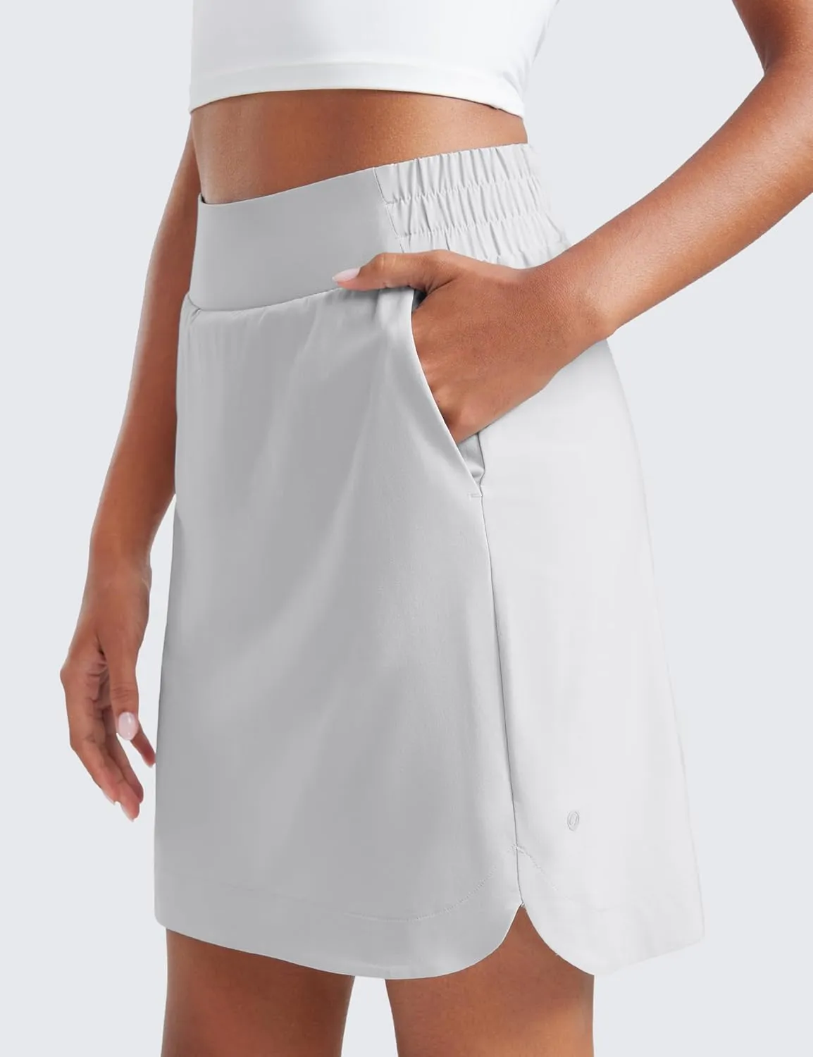 CRZ YOGA Golf Skirts for Women 18'' High Waisted A Line Athletic Casual Tennis Skort with Shorts Pockets