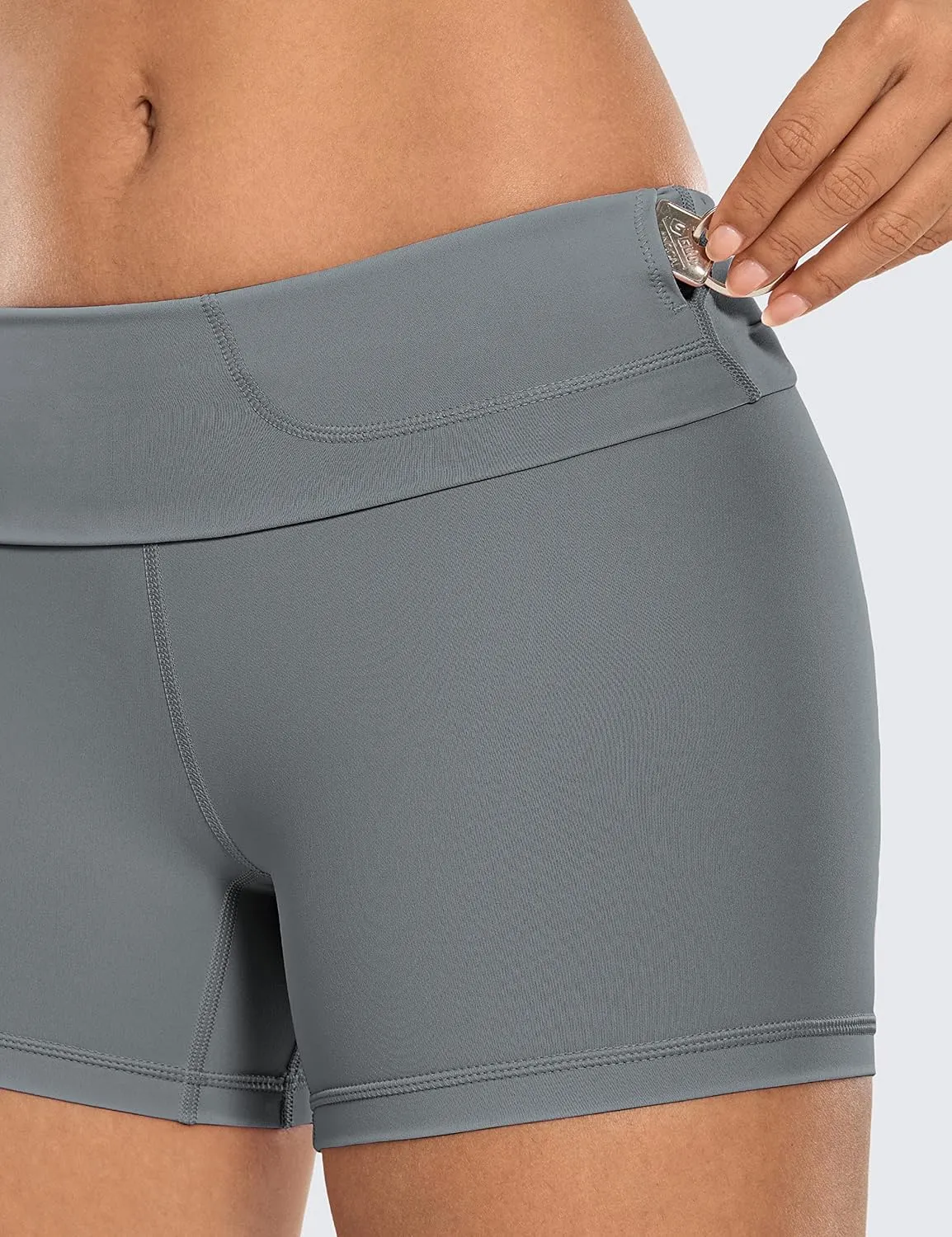 CRZ YOGA Women's Naked Feeling Biker Shorts - 4 Inches High Waist Yoga Workout Running Gym Spandex