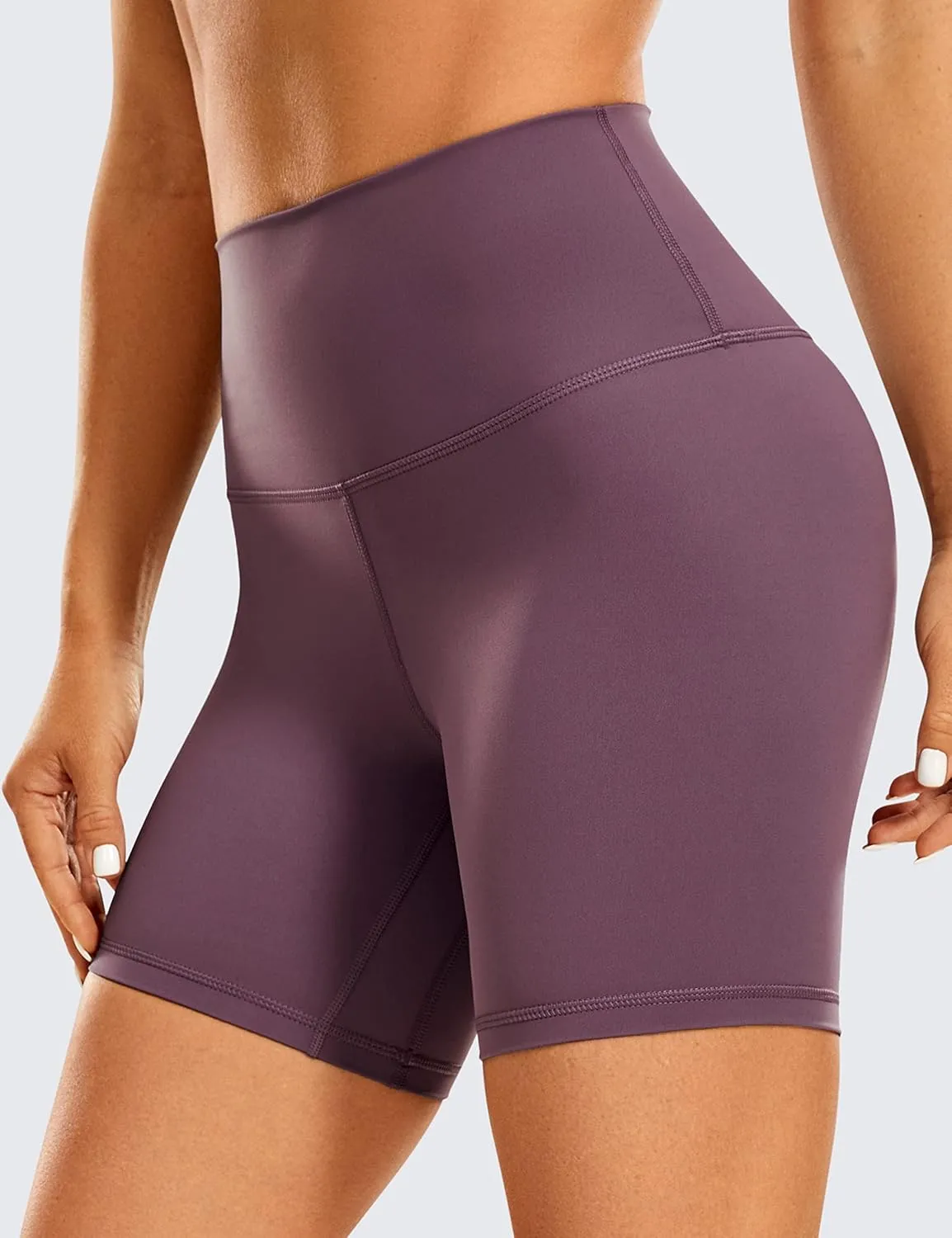 CRZ YOGA Women's Naked Feeling Biker Shorts - 6 Inches High Waist Yoga Workout Running Gym Spandex